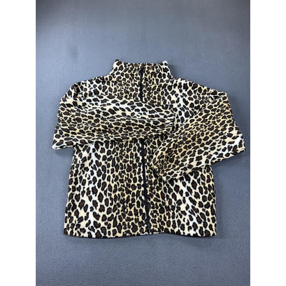 TIPSY Jacket Womens S Brown Fleece Animal Print Short Full Zip Pockets Y2K Mafia